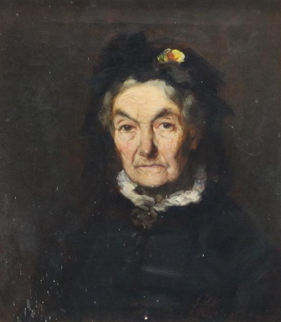 Charles Kay Robertson (1809-1879) oil on canvas, portrait of Mrs Scotland, inscribed verso and dated 1881 40 x 35cm.